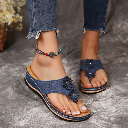 WOMEN'S FLOWER FLIP FLOPS ORTHO SANDALS