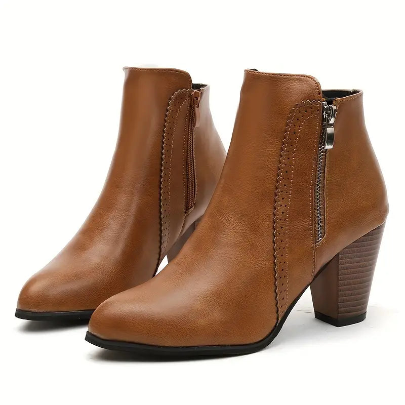 WOMEN'S SOFT SOLE CHUNKY HEELED ANKLE BOOTS