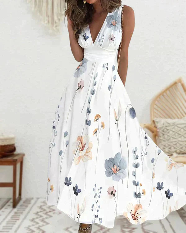 YARA™ - STYLISH WHITE FLORAL DRESS