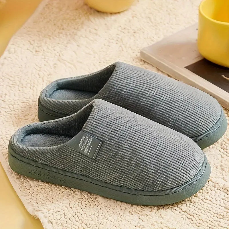 CASUAL SOLID COLOR SOFT COZY HOUSE SLIPPERS