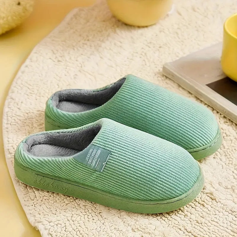 CASUAL SOLID COLOR SOFT COZY HOUSE SLIPPERS