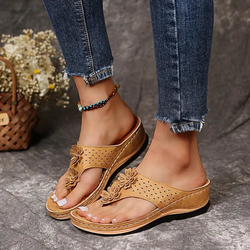 WOMEN'S FLOWER FLIP FLOPS ORTHO SANDALS