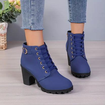 WOMEN'S HIGH HEELED CHUNKY ANKLE BOOTIES