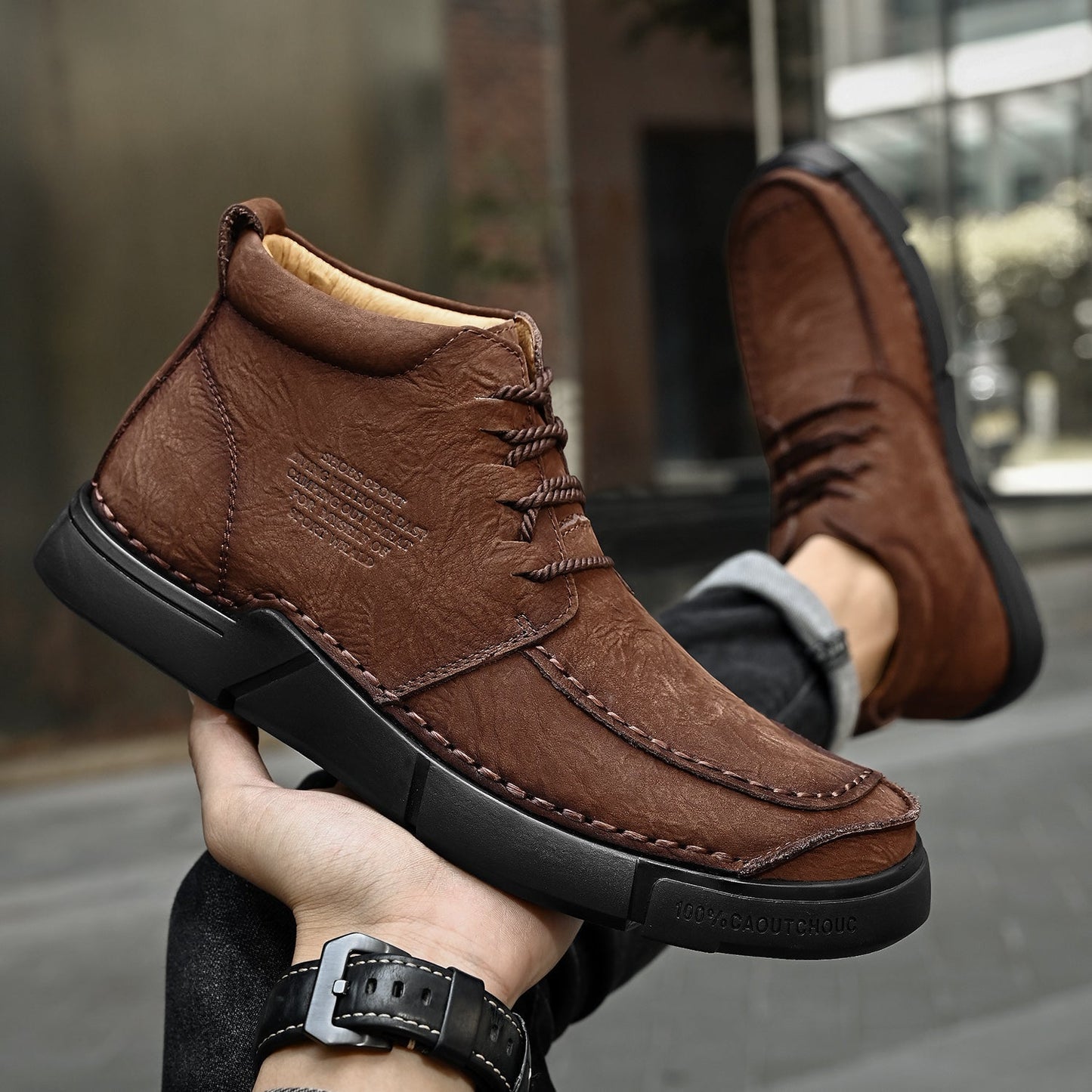 Brave Shoes™ -Winter men's casual leather shoes with leather soft soles and high top leather shoes