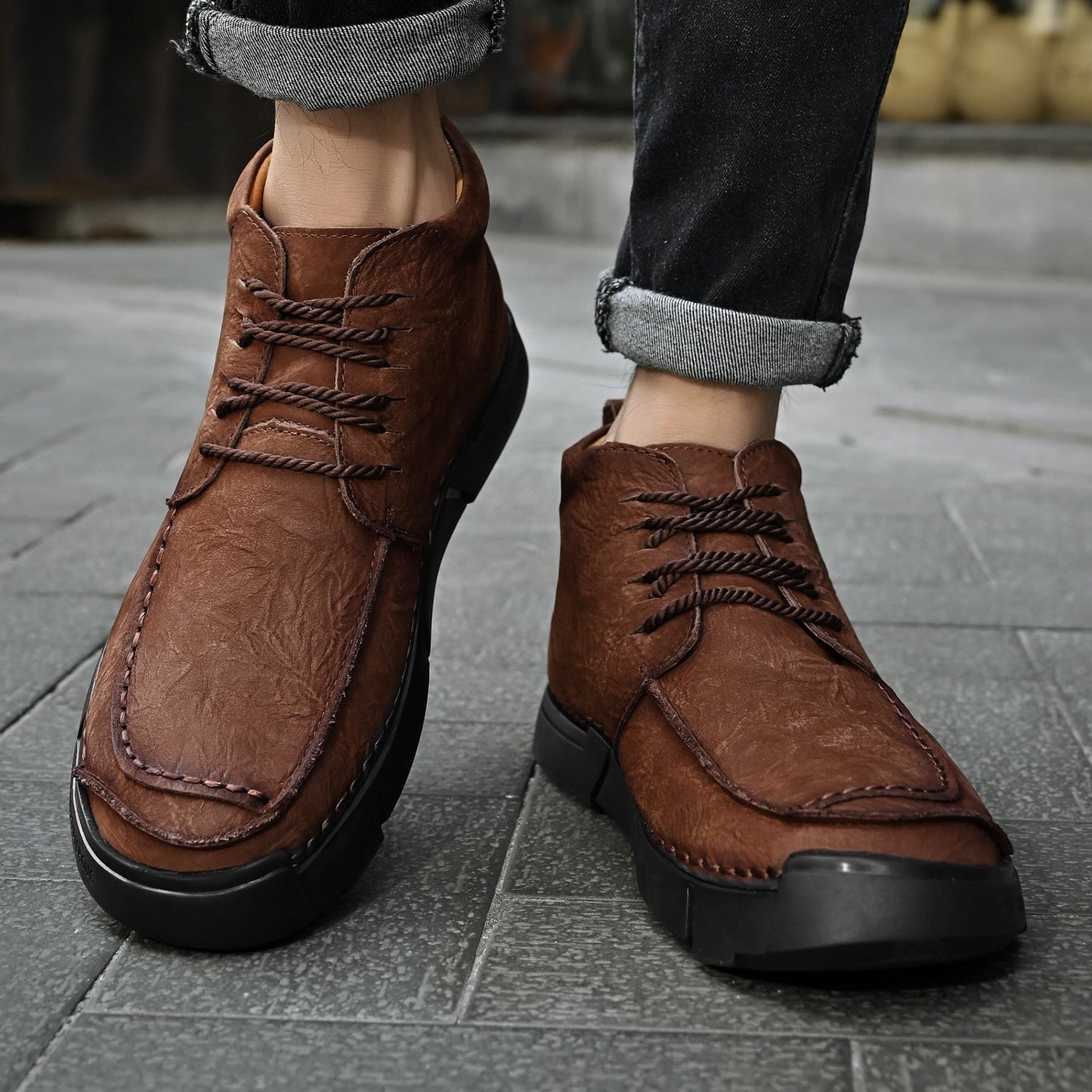 Brave Shoes™ -Winter men's casual leather shoes with leather soft soles and high top leather shoes