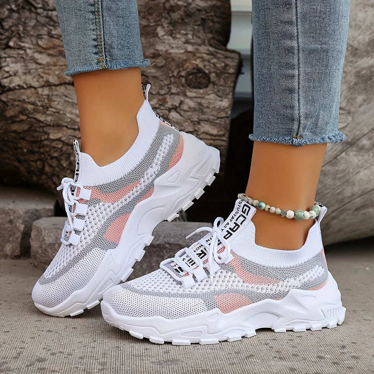 ORTHOPEDIC BREATHABLE LACE UP MESH SNEAKERS