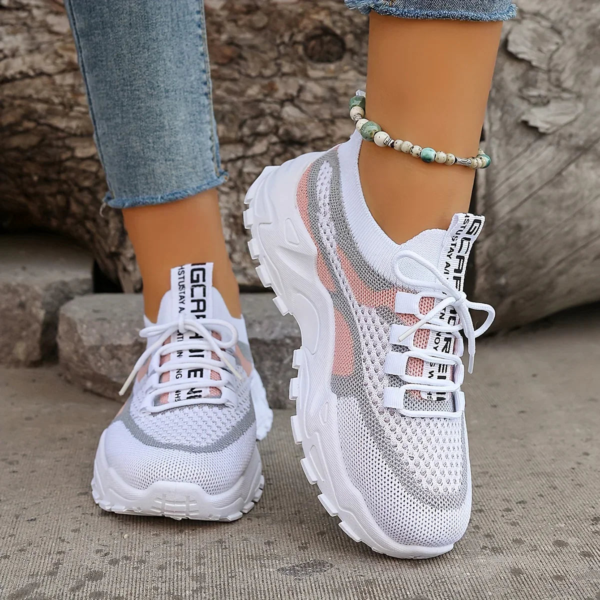 ORTHOPEDIC BREATHABLE LACE UP MESH SNEAKERS