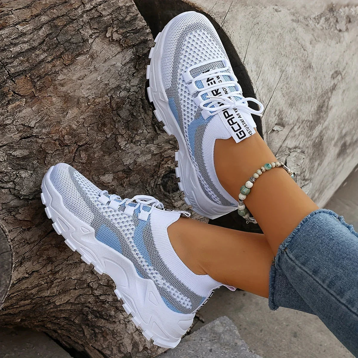 ORTHOPEDIC BREATHABLE LACE UP MESH SNEAKERS