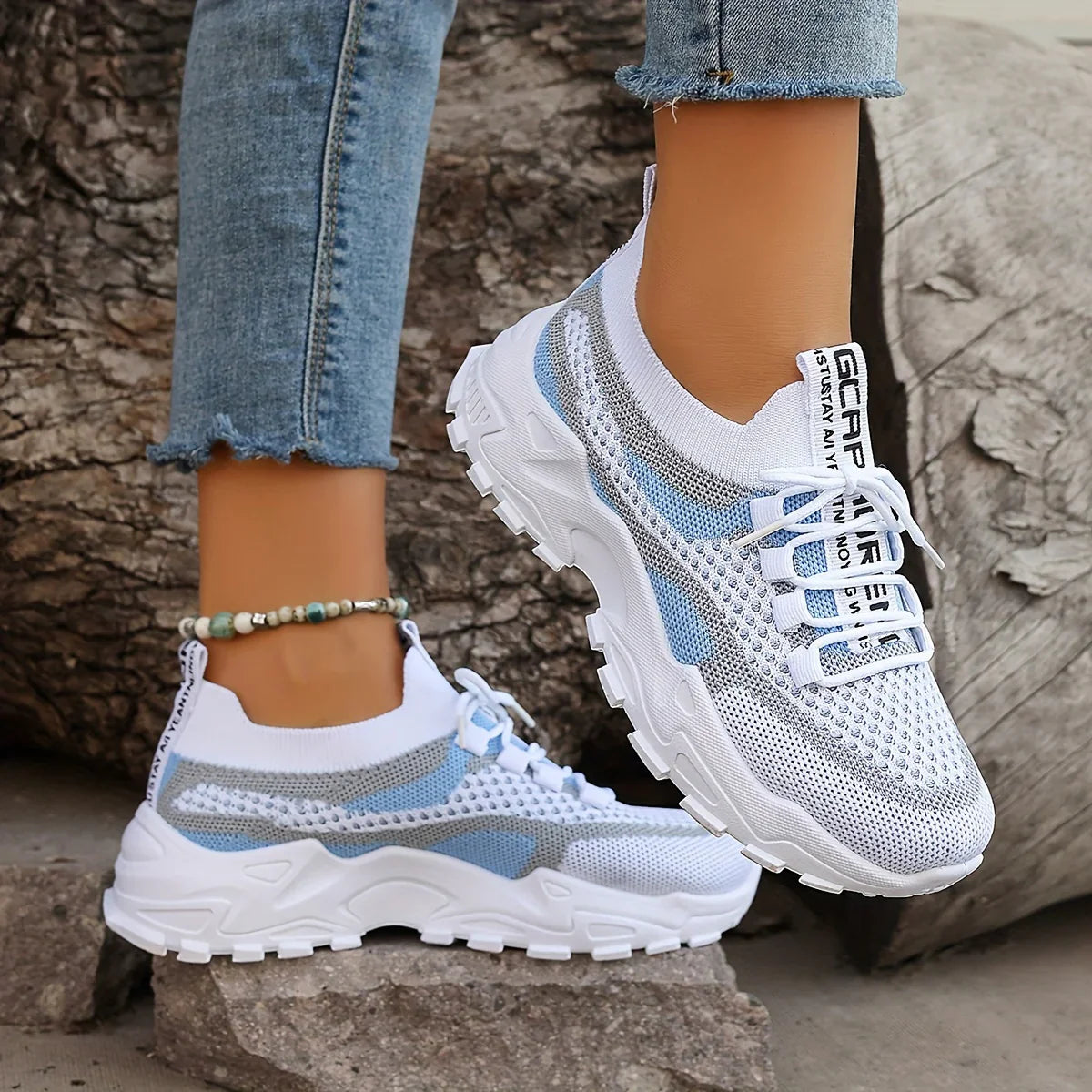 ORTHOPEDIC BREATHABLE LACE UP MESH SNEAKERS