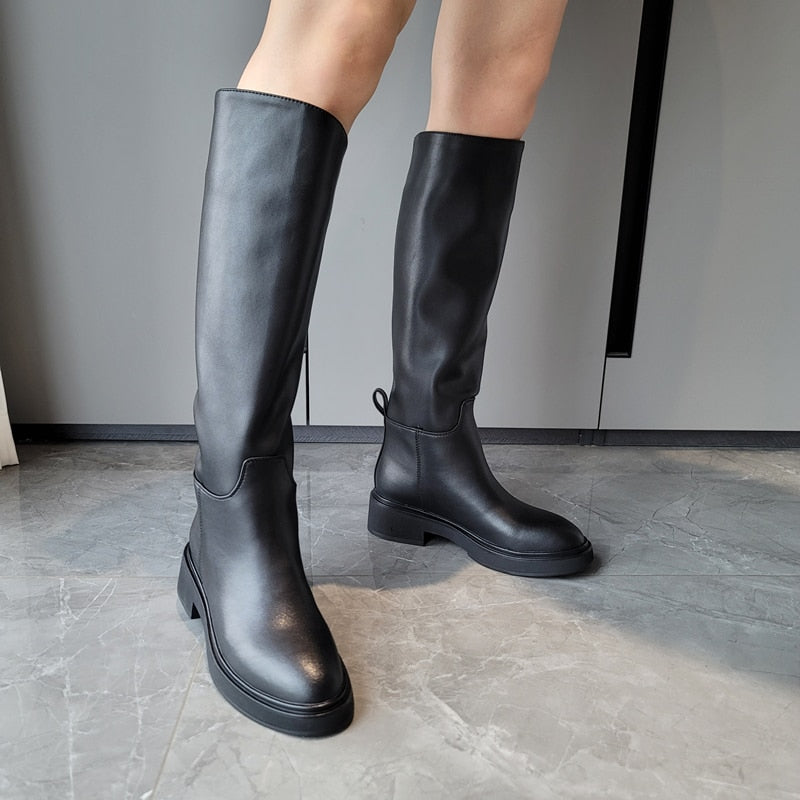 Ins ZA Genuine Leather Knee High Boots