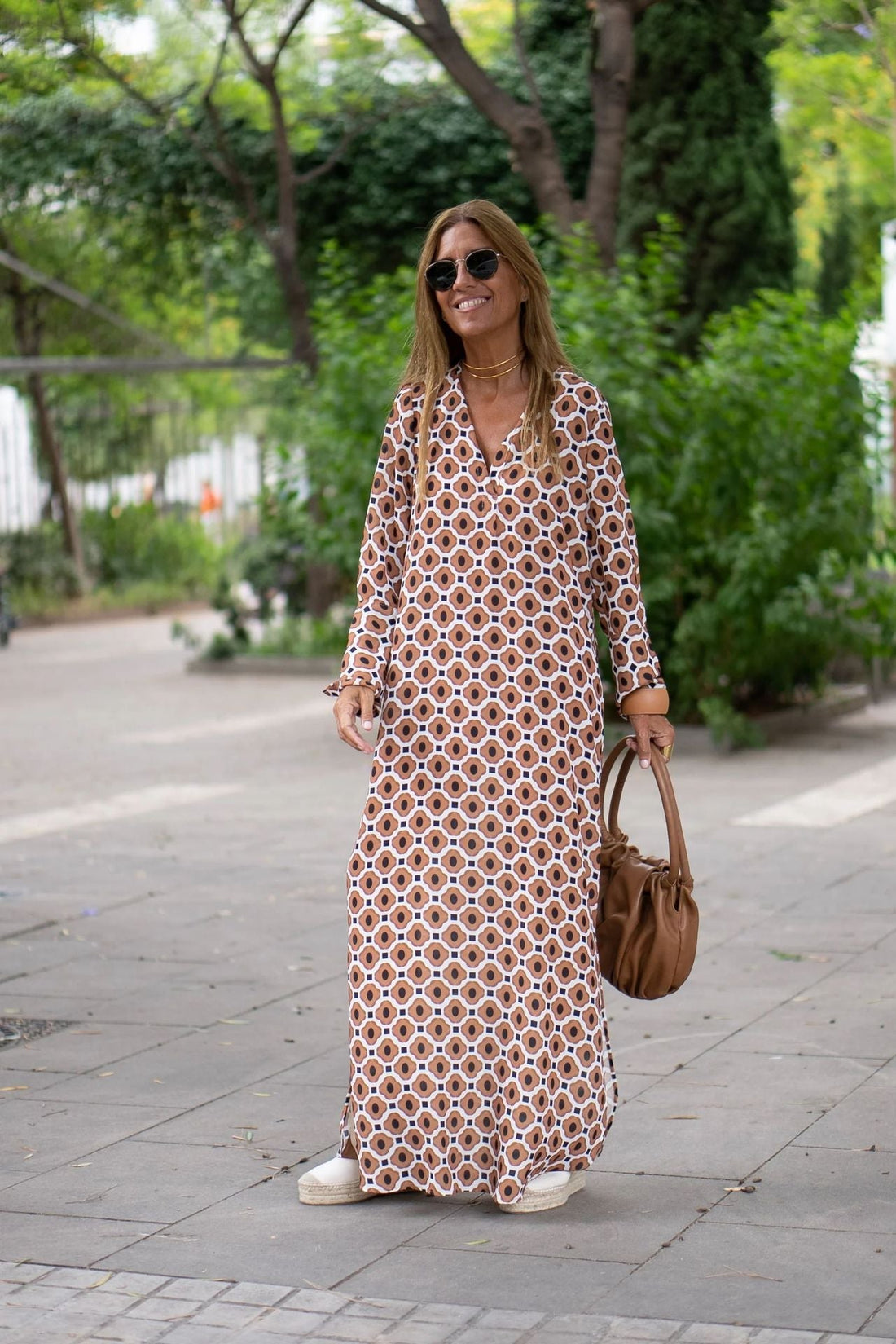 JILLIAN - STYLISH DRESS WITH BROWN PATTERN