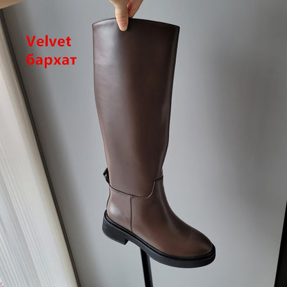 Ins ZA Genuine Leather Knee High Boots