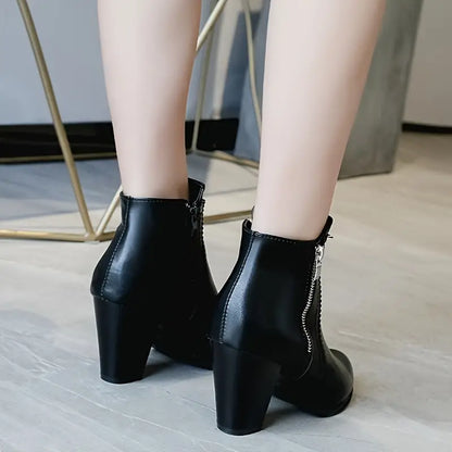 WOMEN'S SOFT SOLE CHUNKY HEELED ANKLE BOOTS