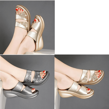 New Summer Glitter PU Wedge Platform Comfortable Sandals For Women