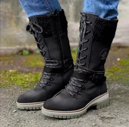 GoPain Shoe™  Women’s Leather Flat Heel Mid-Calf Zipper Boots
