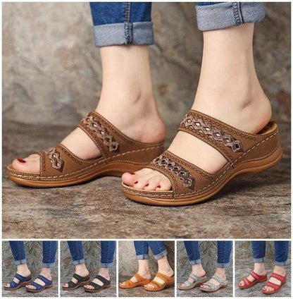 Premium Orthopedic Arizona Leather Embroidery Arch-Support Women Soft footbed Sandals