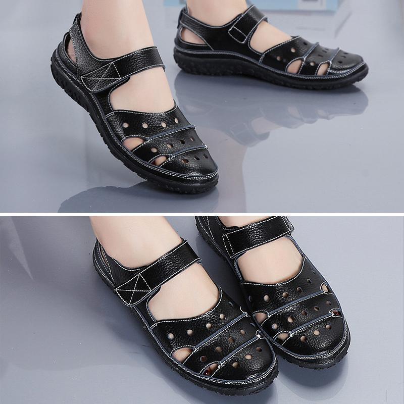 Hollow Out Hook Loop Casual Flat Sandals For Women