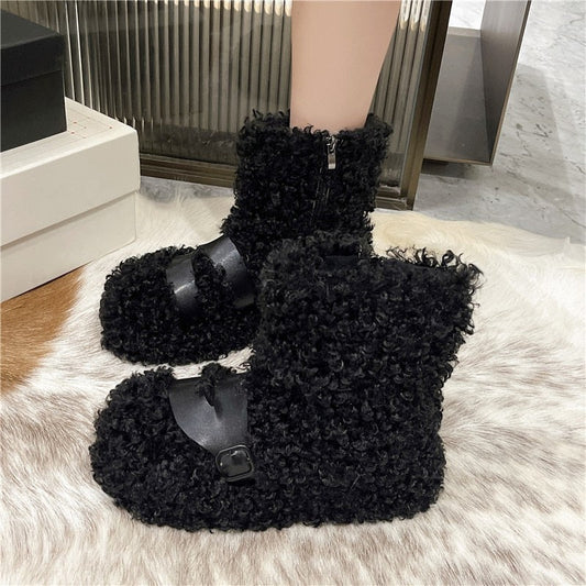 Curly Cotton Boots for Women Shoes