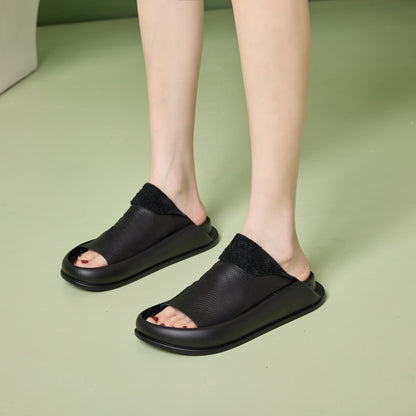 Hand-made orthopedic leather slippers