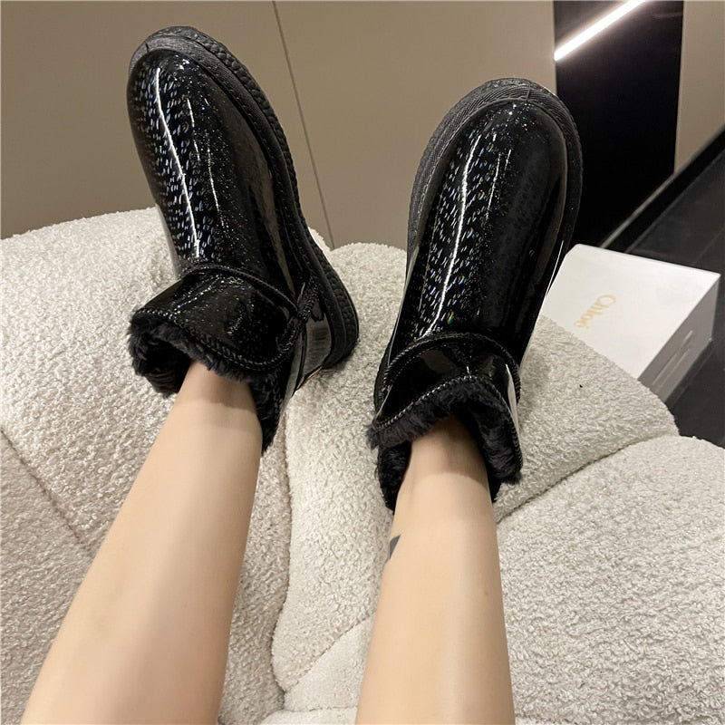 Round Toe Short Tube Thickened Cotton Shoes