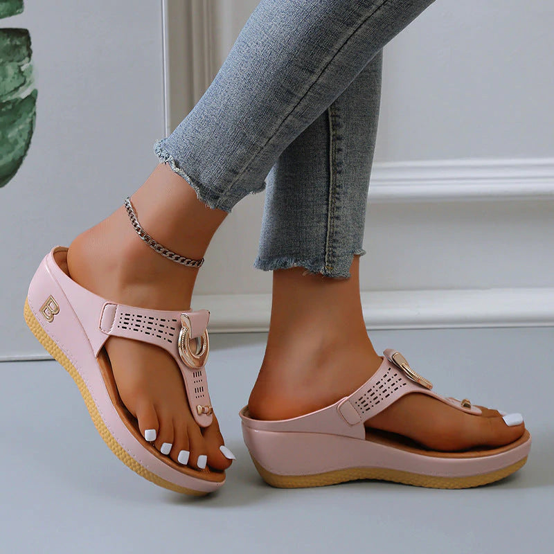 Women's Leather Wedge Slide Sandals（Buy Two Free Shipping）