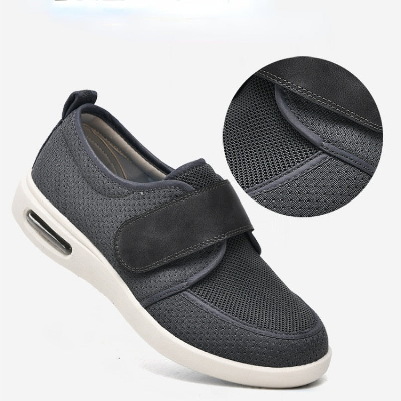 Kloud Stretch No-Tie Wide Shoes w/ Adjustable Closure - Dark Gray